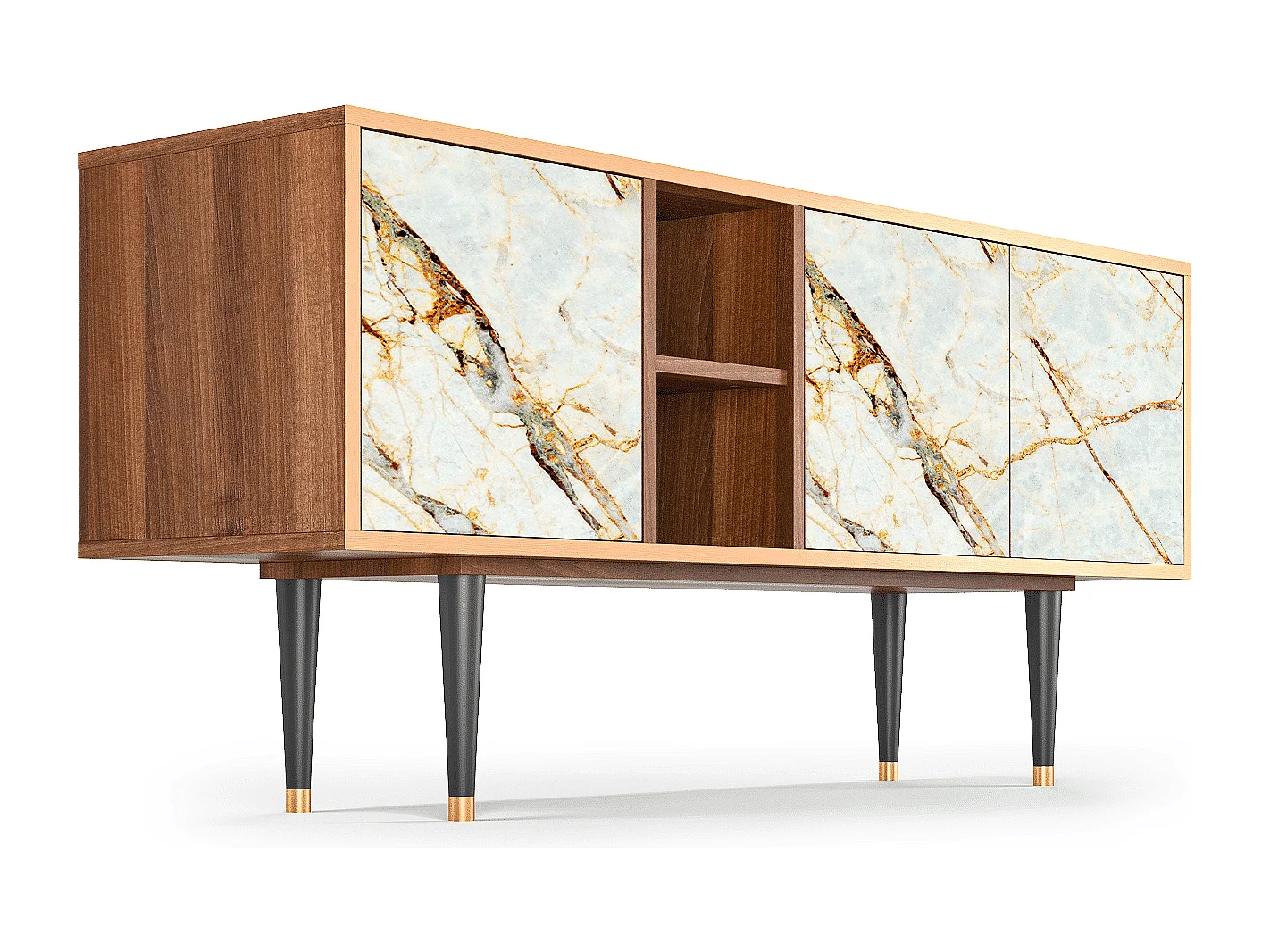 Meuble TV - 150х69х41 cm - T5 - Sabley Marble, Noyer