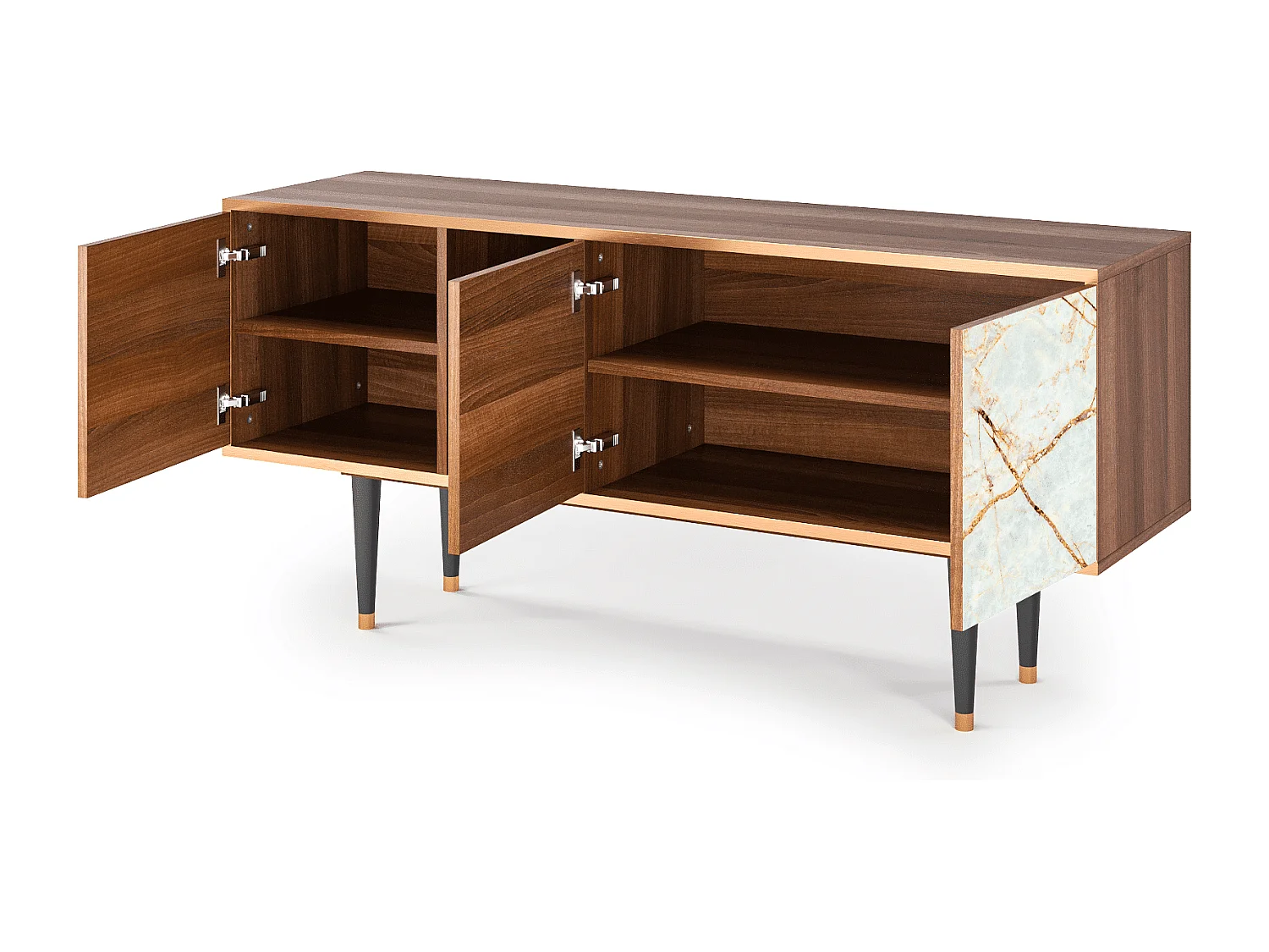 Meuble TV - 150х69х41 cm - T5 - Sabley Marble, Noyer