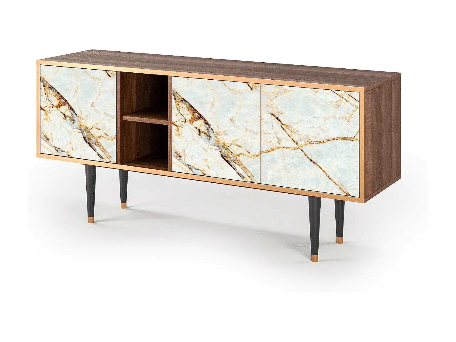 Mueble de TV - 150х69х41 cm - T5 - Areiay Marble, Nogueira