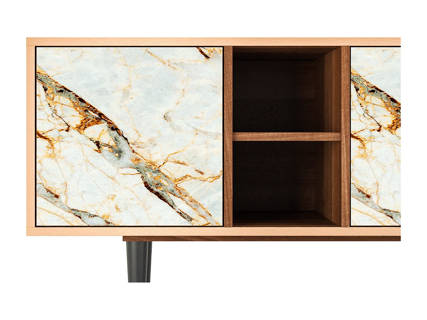 Mueble de TV - 150х69х41 cm - T5 - Areiay Marble, Nogueira