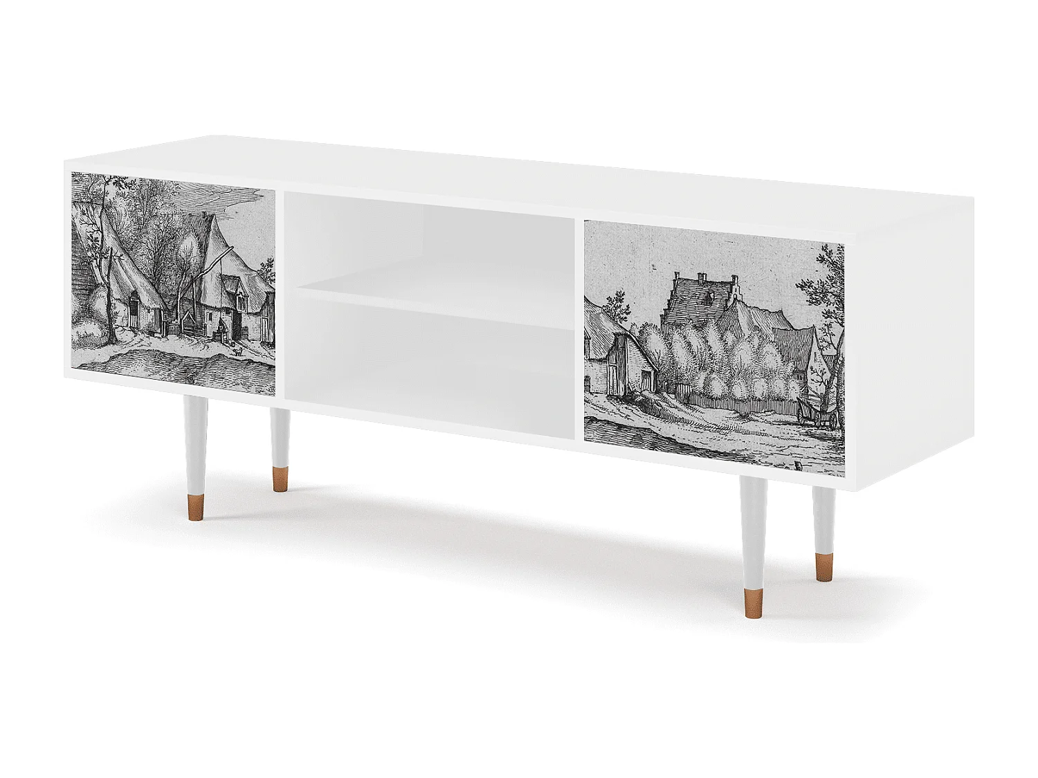 TV-meubel - 170х69х48 cm - T2 - Farms in a Village, Wit