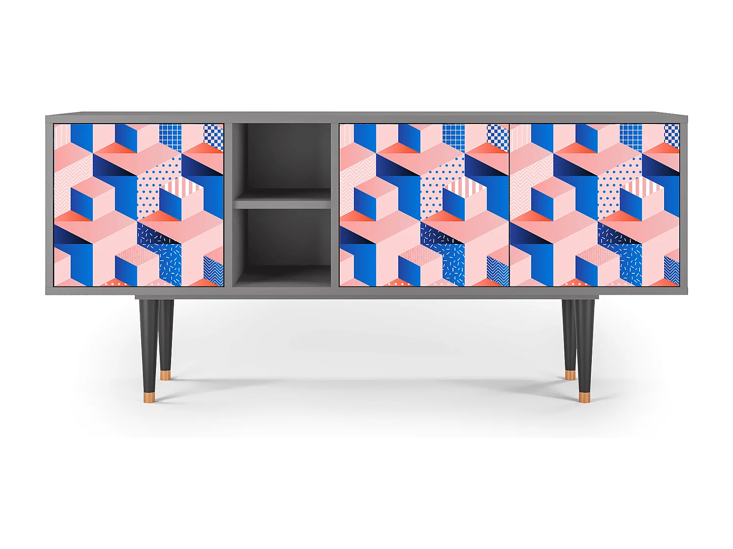 TV-Möbel - 150х69х41 cm - T5 - Pinky Squares, Grau