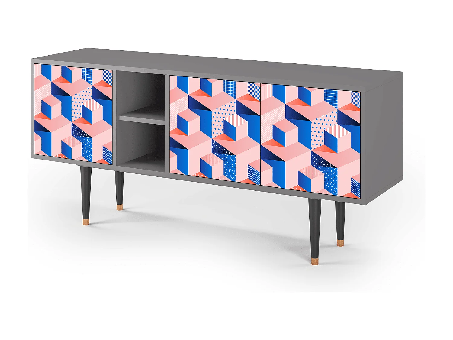 TV-Möbel - 150х69х41 cm - T5 - Pinky Squares, Grau