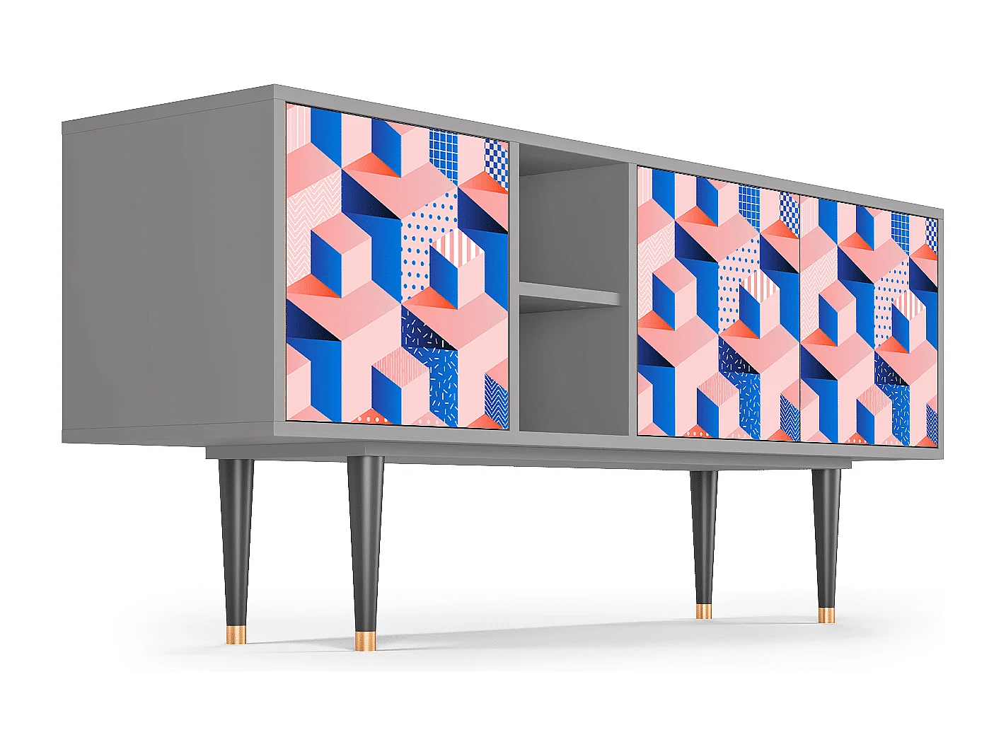 TV-Möbel - 150х69х41 cm - T5 - Pinky Squares, Grau