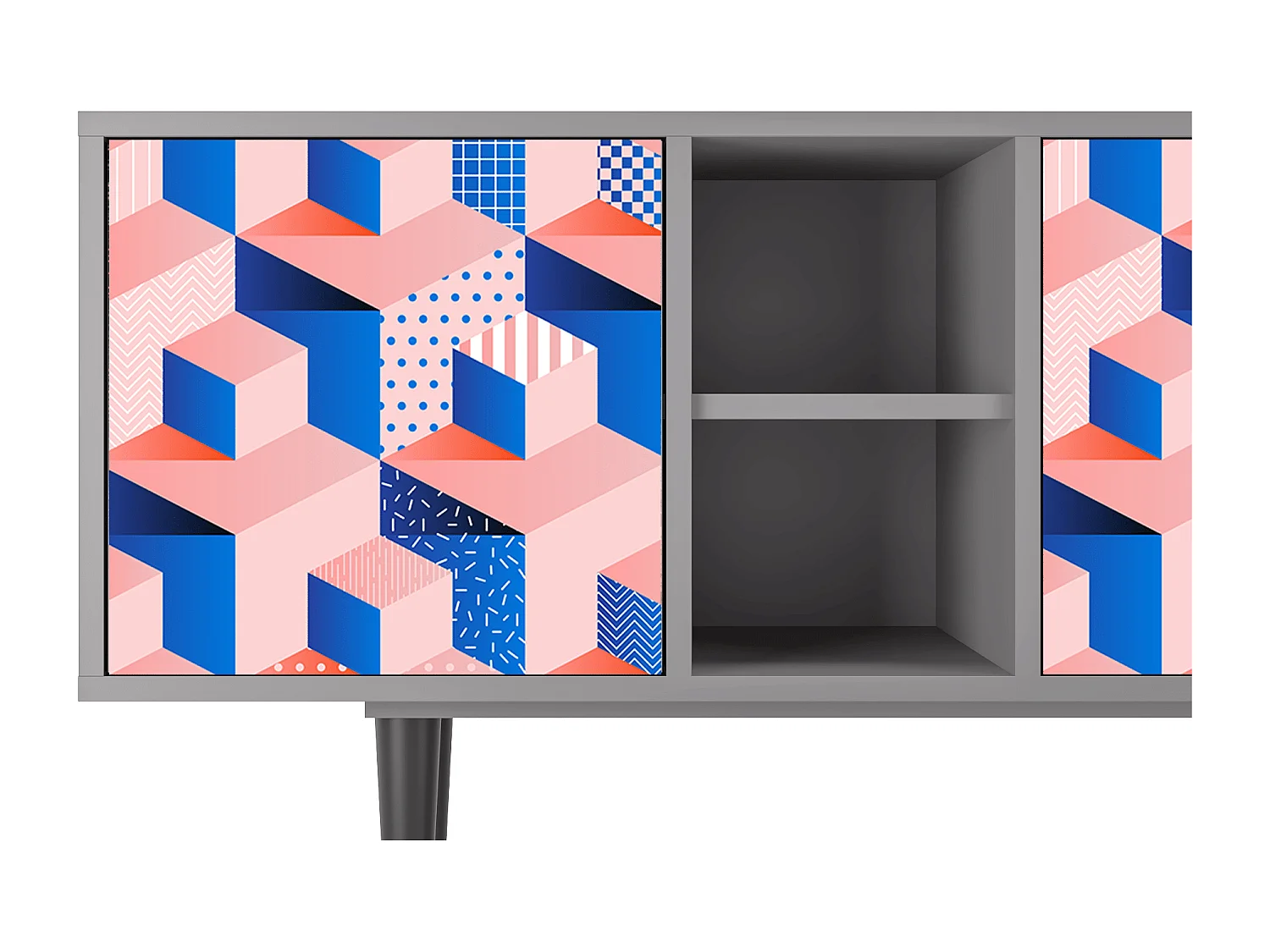 TV-Möbel - 150х69х41 cm - T5 - Pinky Squares, Grau