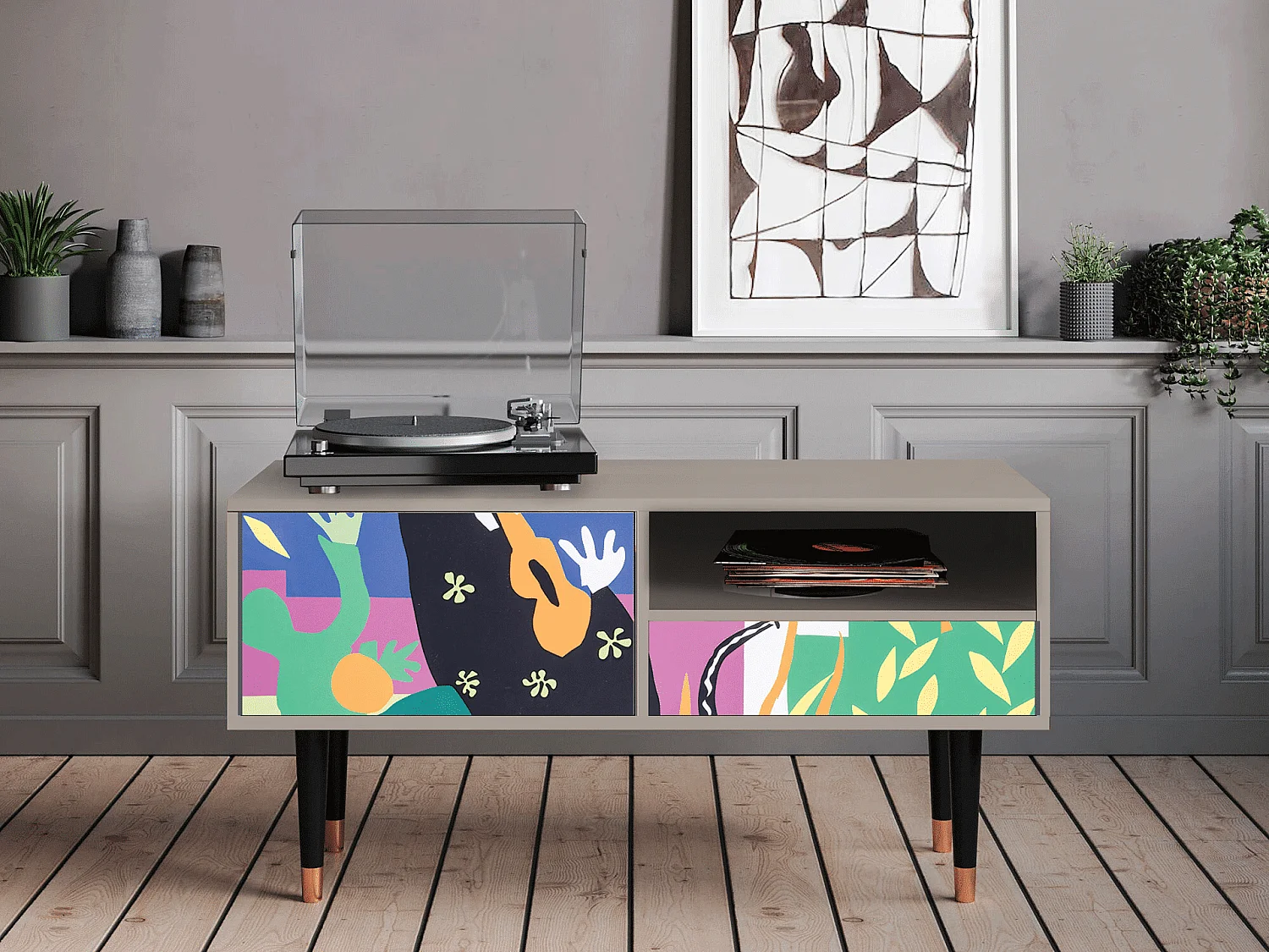 Szafka RTV - 115х59х48 cm - T3 - La Tristesse du Roi, Piaskowy