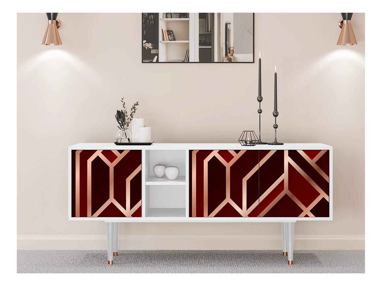 TV-Möbel - 150х69х41 cm - T5 - Velvet 1920's, Weiß