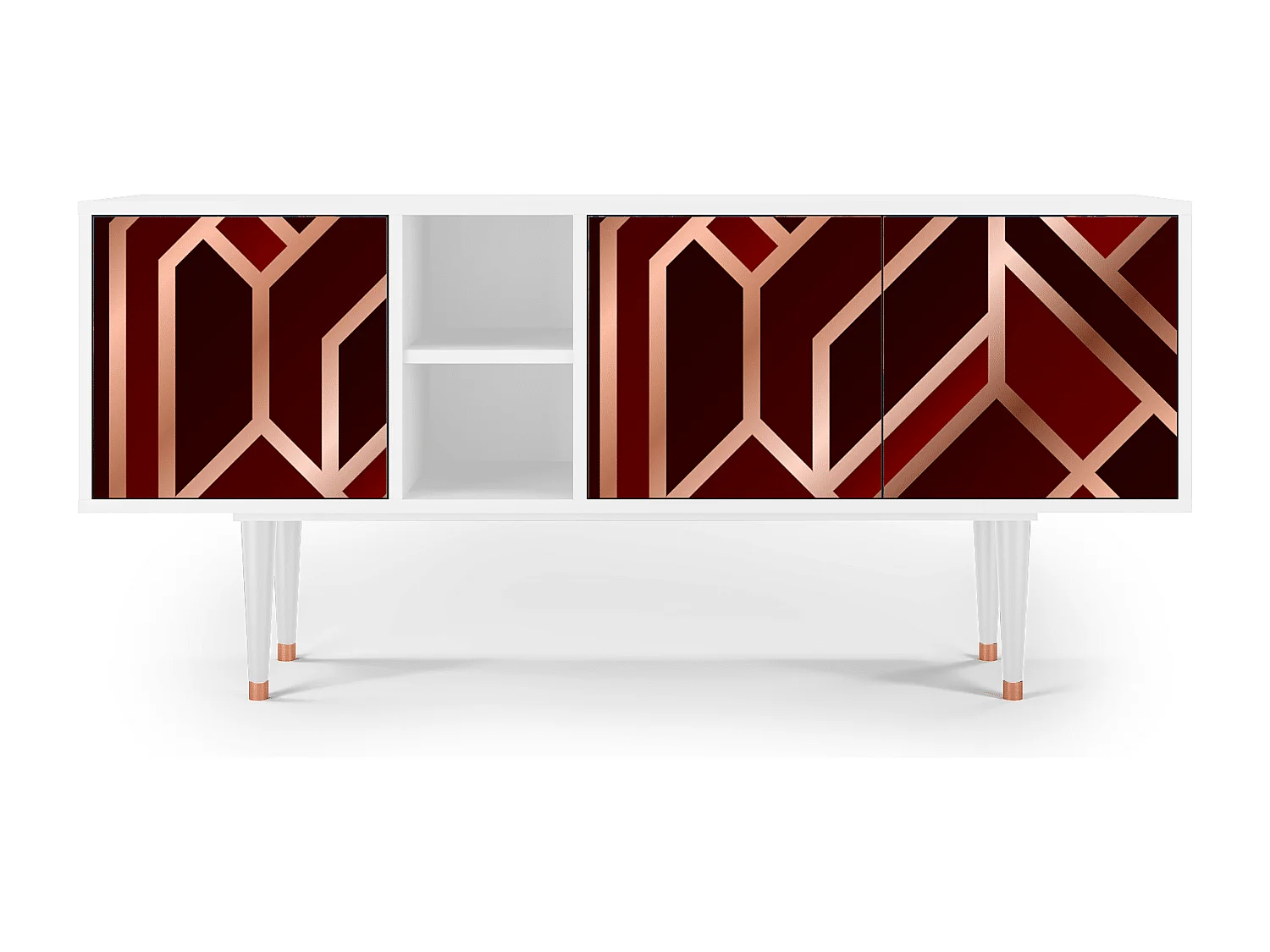 Meuble TV - 150х69х41 cm - T5 - Velvet 1920's, Blanc