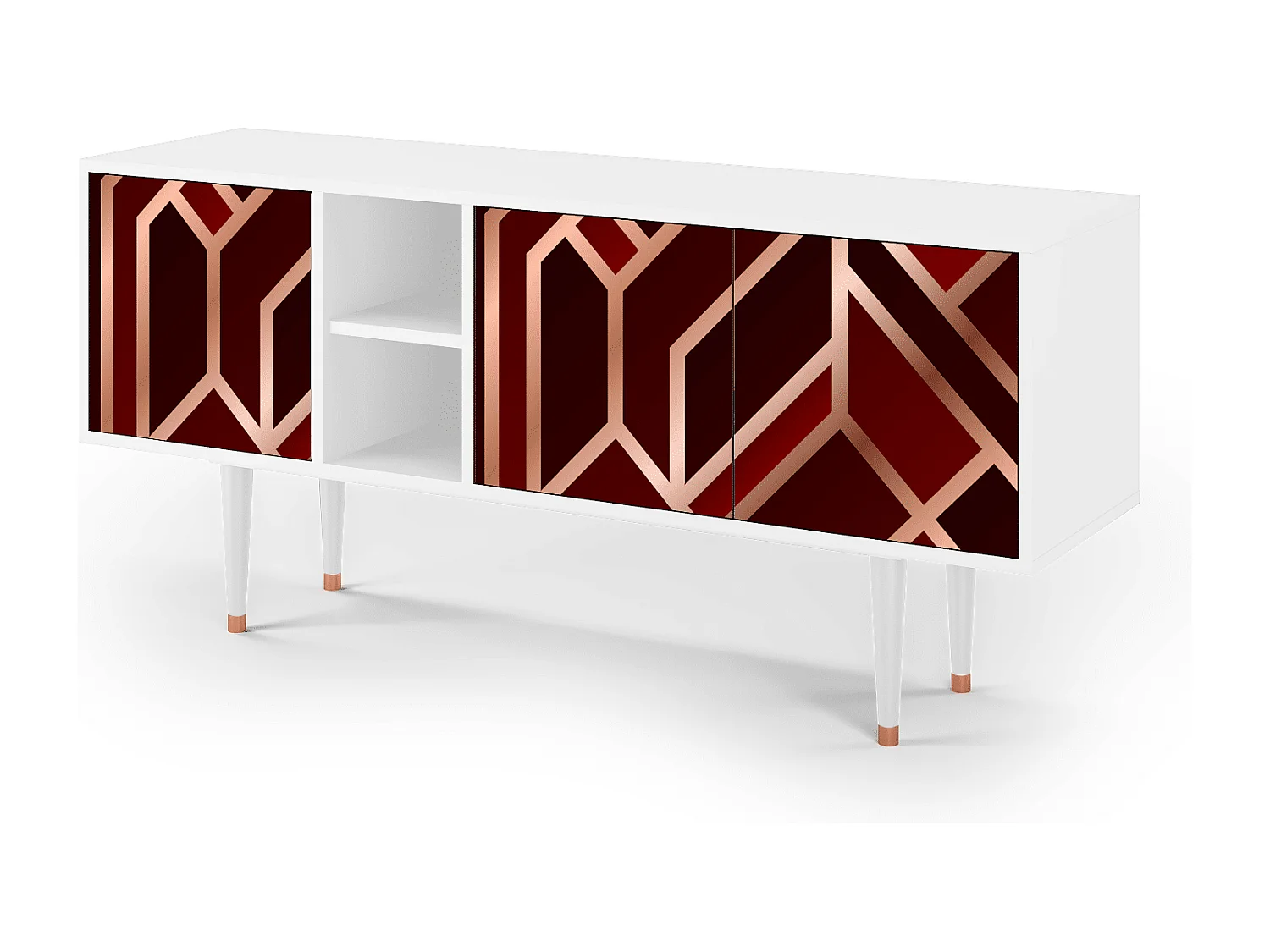 Meuble TV - 150х69х41 cm - T5 - Velvet 1920's, Blanc