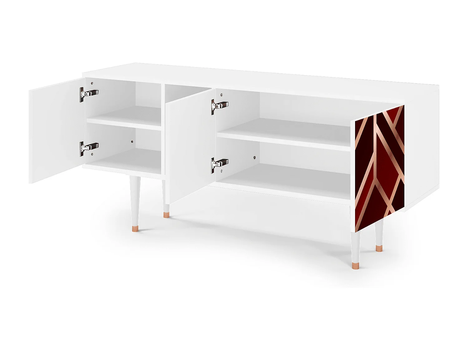 Meuble TV - 150х69х41 cm - T5 - Velvet 1920's, Blanc