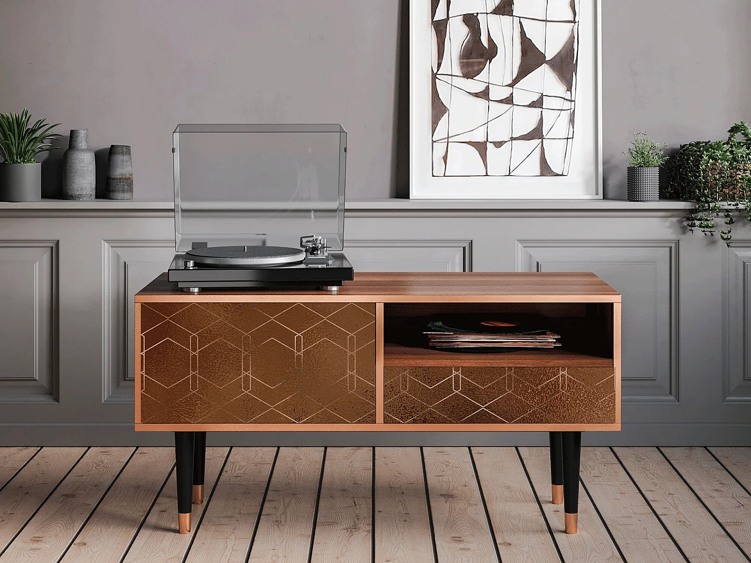 Meuble TV - 115х59х48 cm - T3 - Chocolate Bar, Noyer