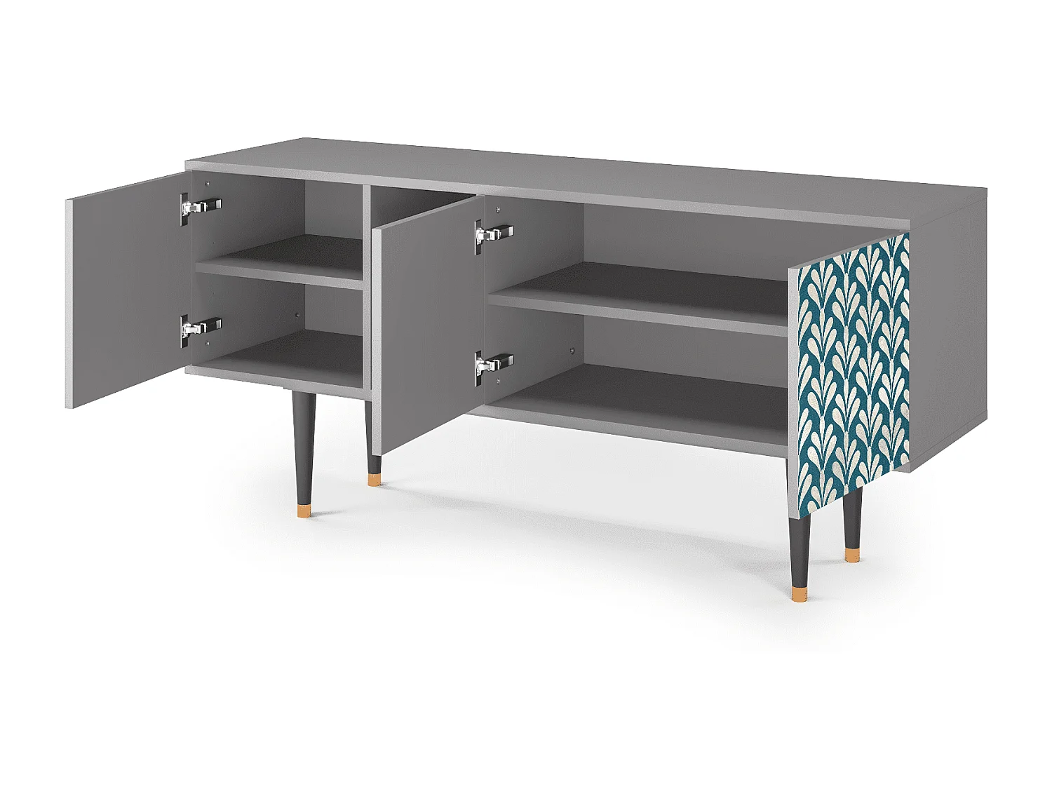 Meuble TV - 150х69х41 cm - T5 - Milky Tears, Gris