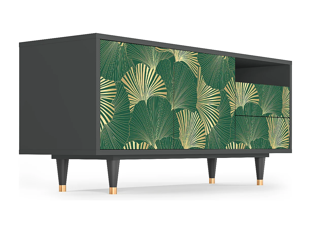 Meuble TV - 125х56х41 cm - T7 - Gold Ginkgo, Anthracite