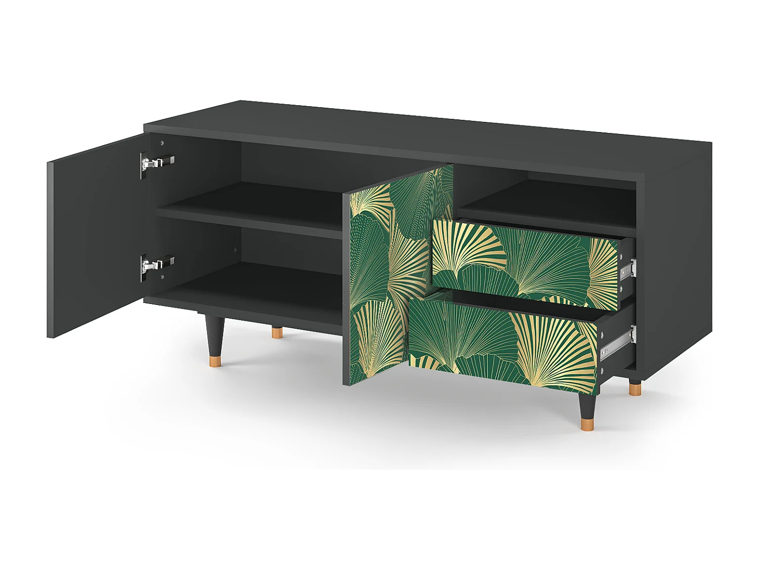 Meuble TV - 125х56х41 cm - T7 - Gold Ginkgo, Anthracite