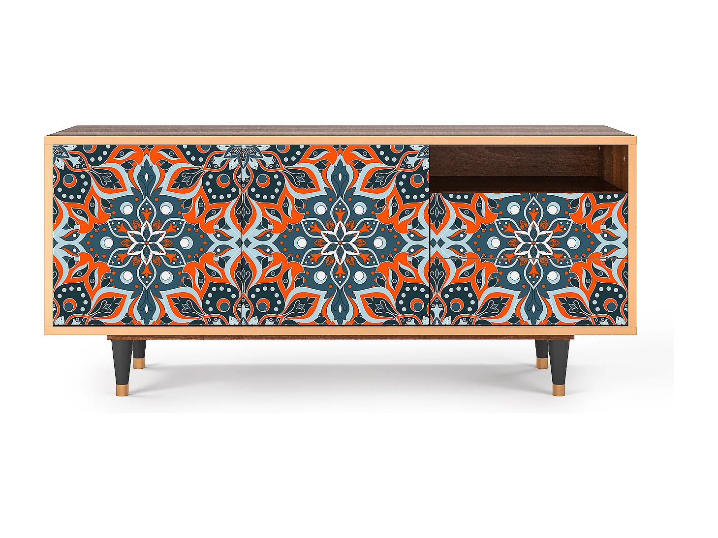 Mueble de TV - 125х56х41 cm - T7 - Fire Beetle, Nogal