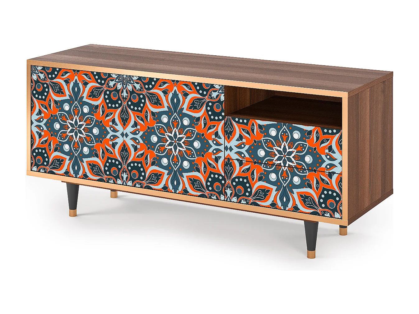 Mueble de TV - 125х56х41 cm - T7 - Fire Beetle, Nogal