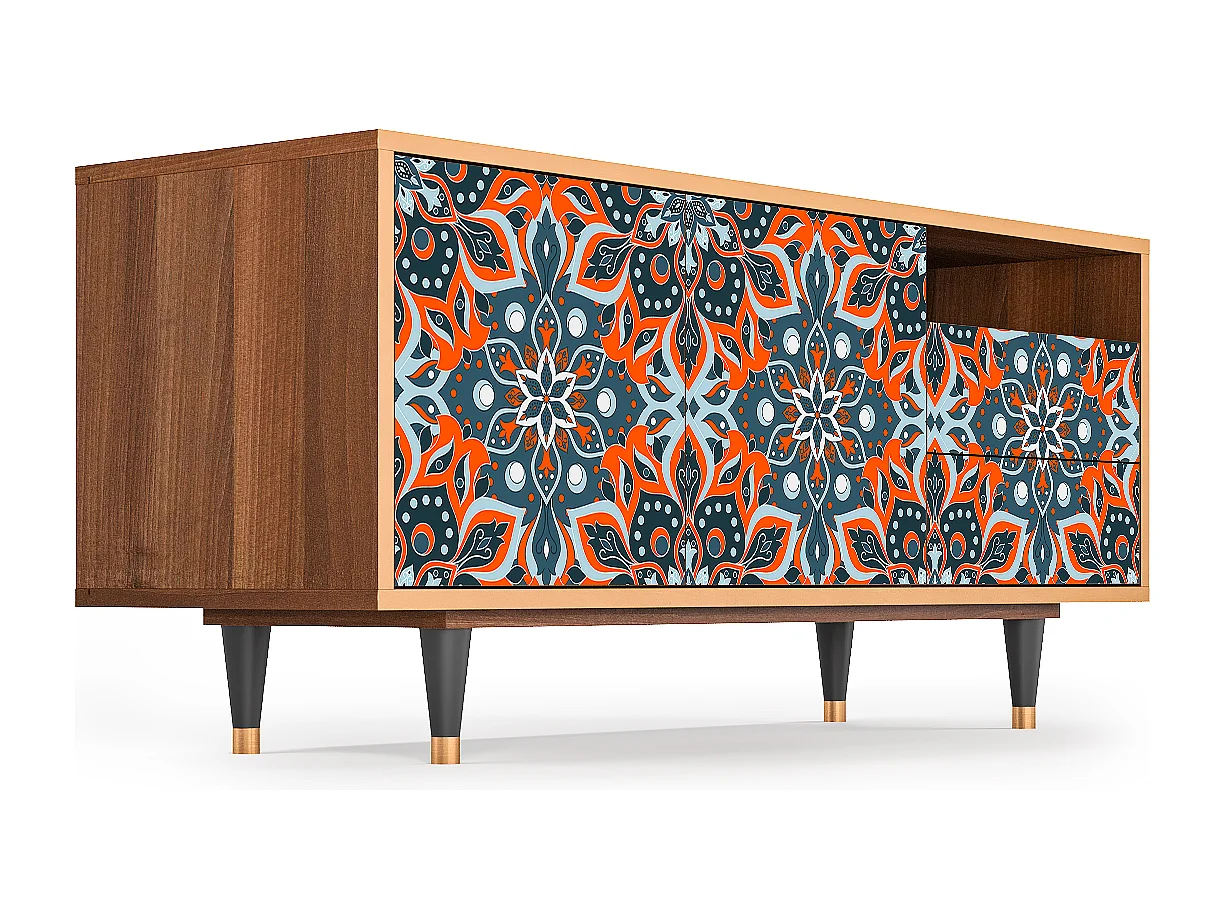 Mueble de TV - 125х56х41 cm - T7 - Fire Beetle, Nogal