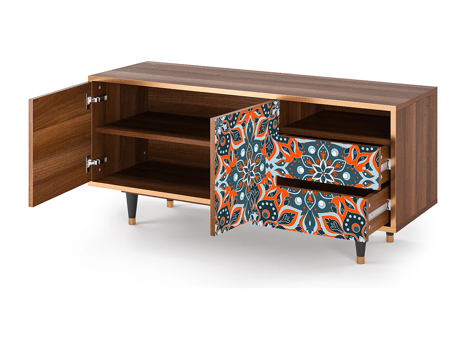 Mueble de TV - 125х56х41 cm - T7 - Fire Beetle, Nogal