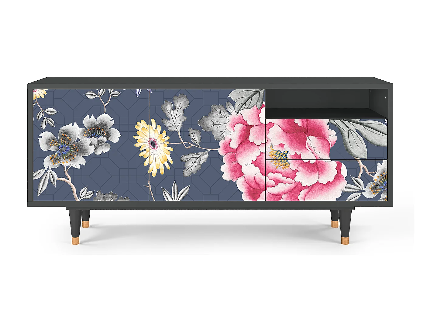 TV-Möbel - 125х56х41 cm - T7 - Dark Flower Bed, Anthrazit