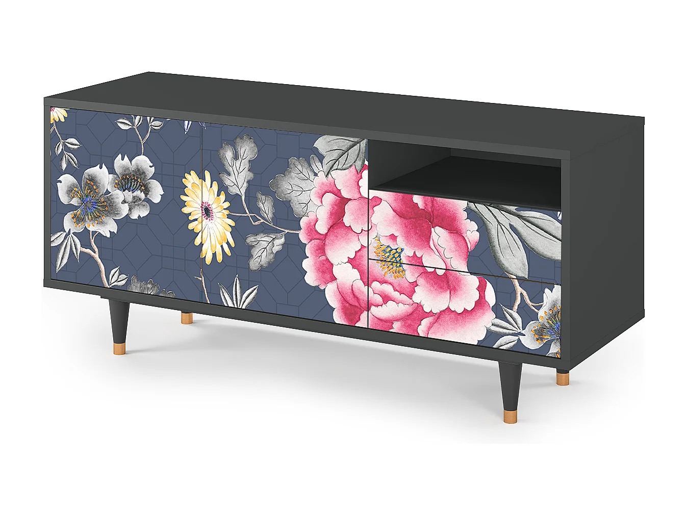 TV-Möbel - 125х56х41 cm - T7 - Dark Flower Bed, Anthrazit