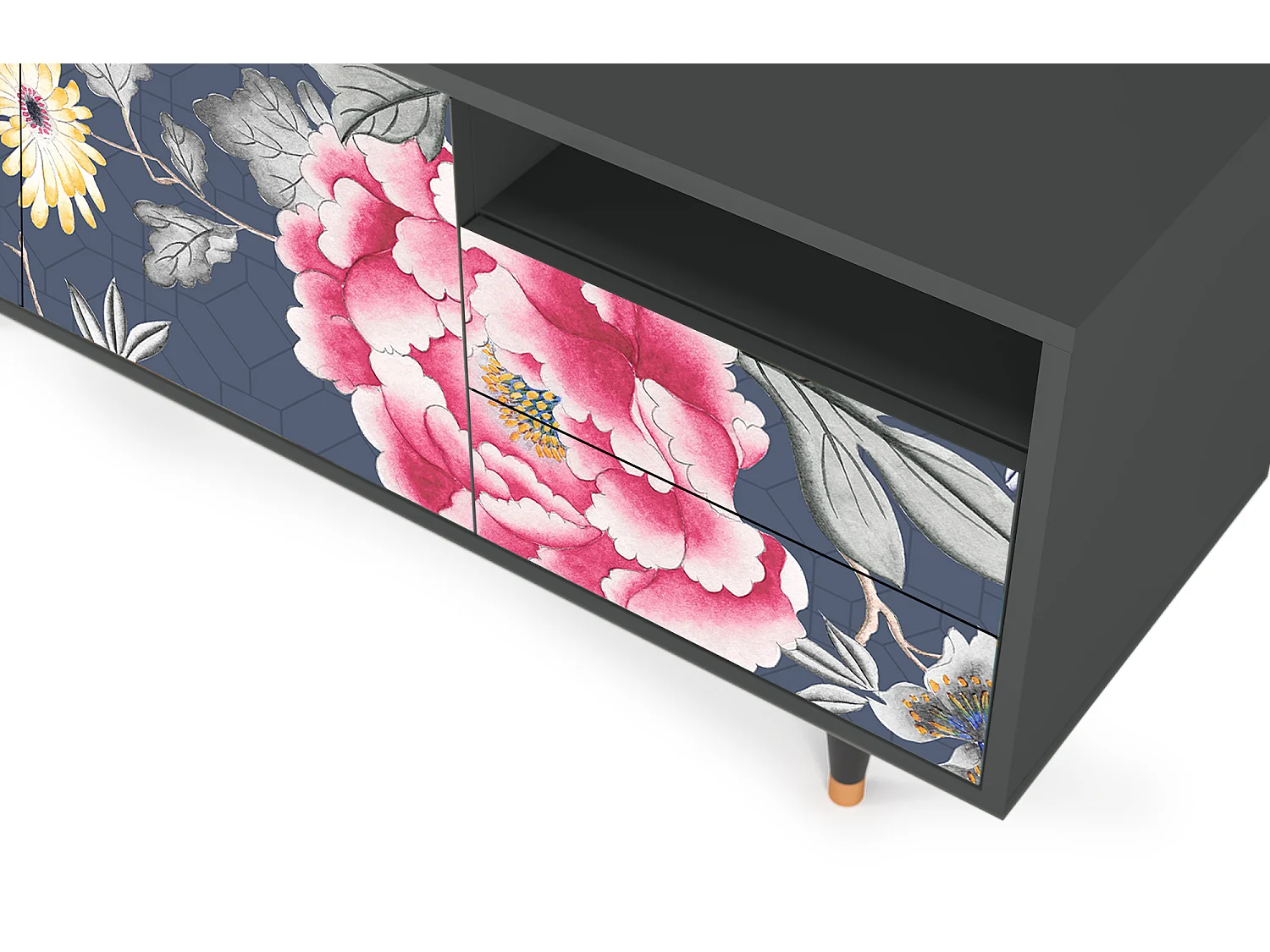 Meuble TV - 125х56х41 cm - T7 - Dark Flower Bed, Anthracite