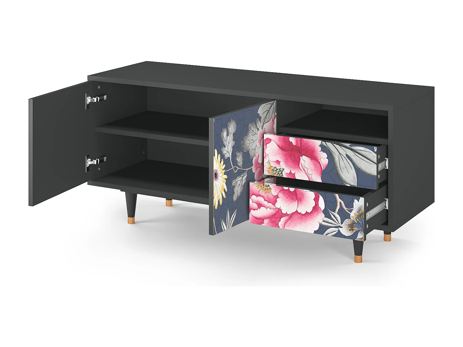 Meuble TV - 125х56х41 cm - T7 - Dark Flower Bed, Anthracite