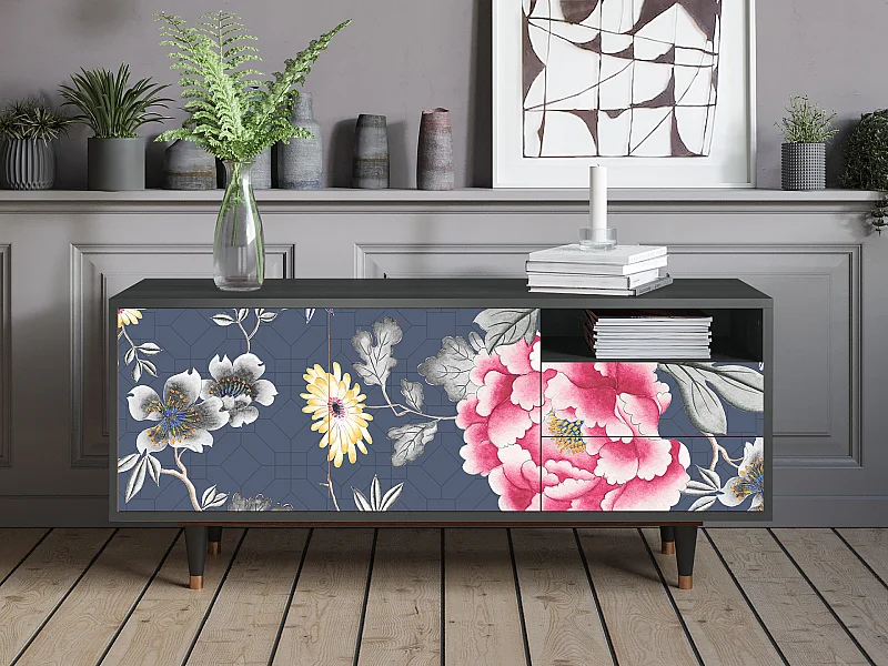 TV-Möbel - 125х56х41 cm - T7 - Dark Flower Bed, Anthrazit