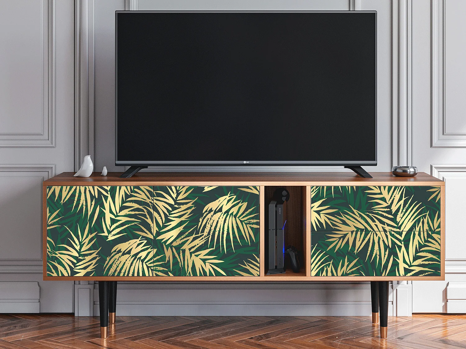 TV-Möbel - 170х69х48 cm - T1 - Sunny Palm Tree, Walnuss