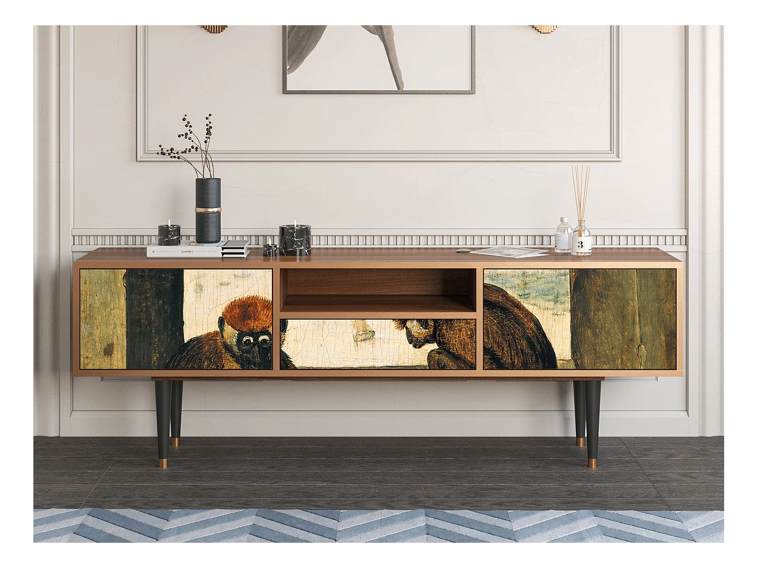 Meuble TV - 170х59х41 cm - T6 - Two Monkeys, Noyer
