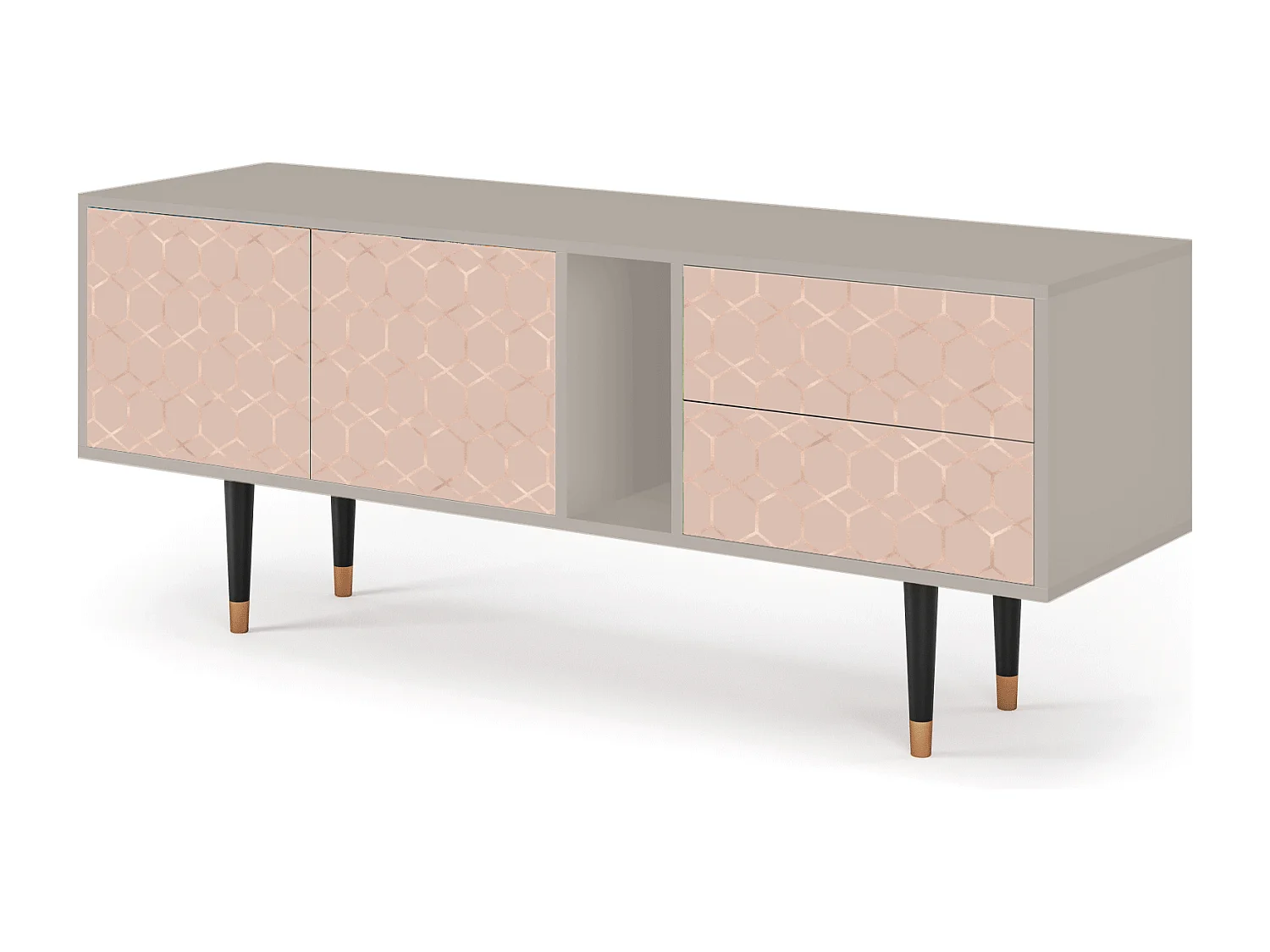 Szafka RTV - 170х69х48 cm - T1 - Rose Honeycomb, Piaskowy