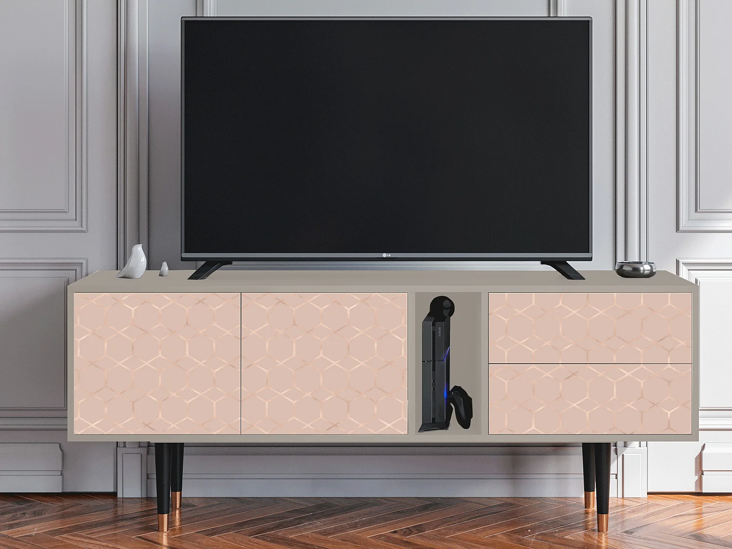 Mobile TV - 170х69х48 cm - T1 - Rose Honeycomb, Sabbia