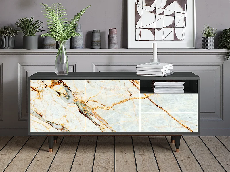 TV-meubel - 125х56х41 cm - T7 - Zandy Marble, Antraciet