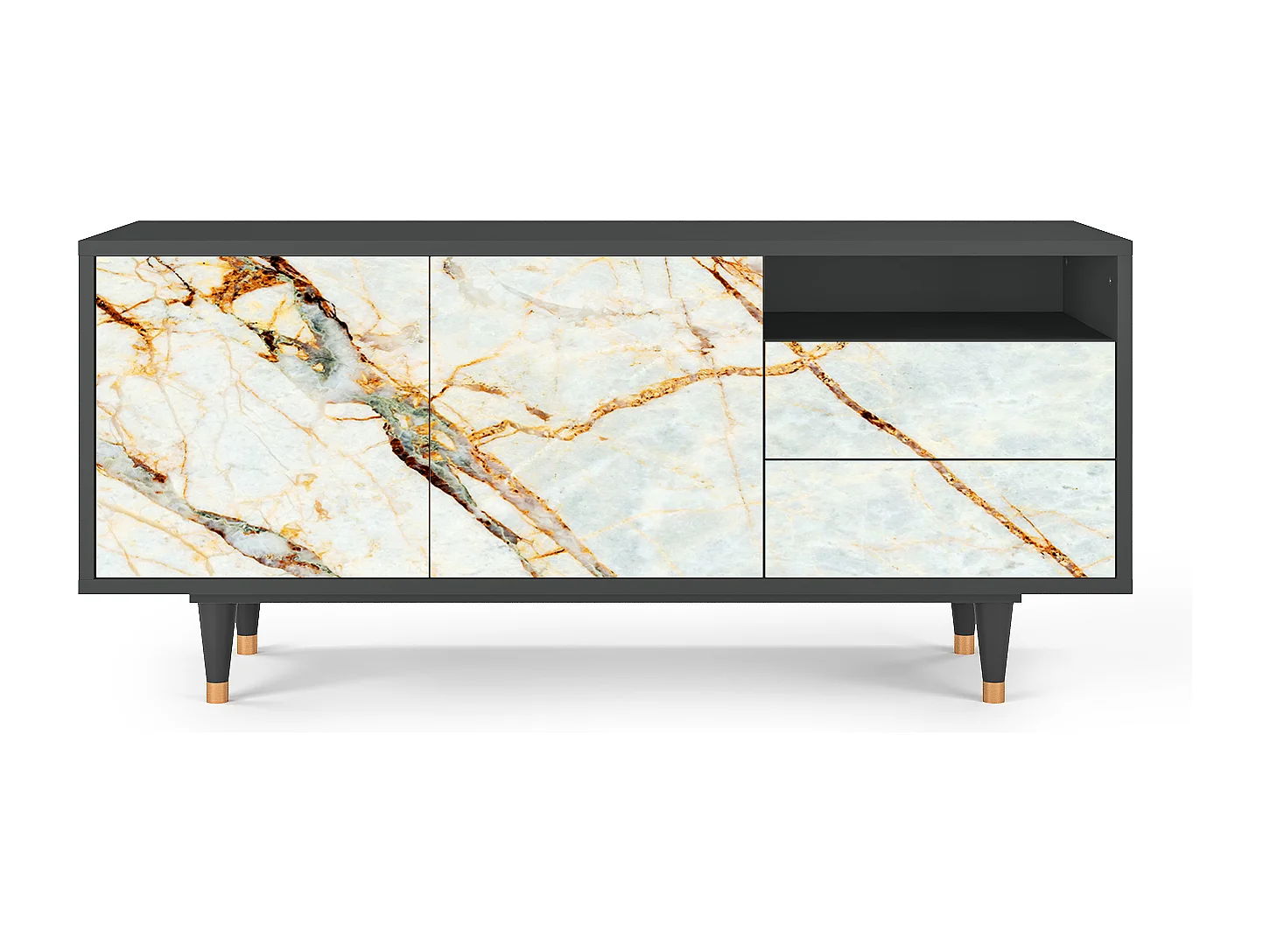 Mueble de TV - 125х56х41 cm - T7 - Arenay Marble, Antracita