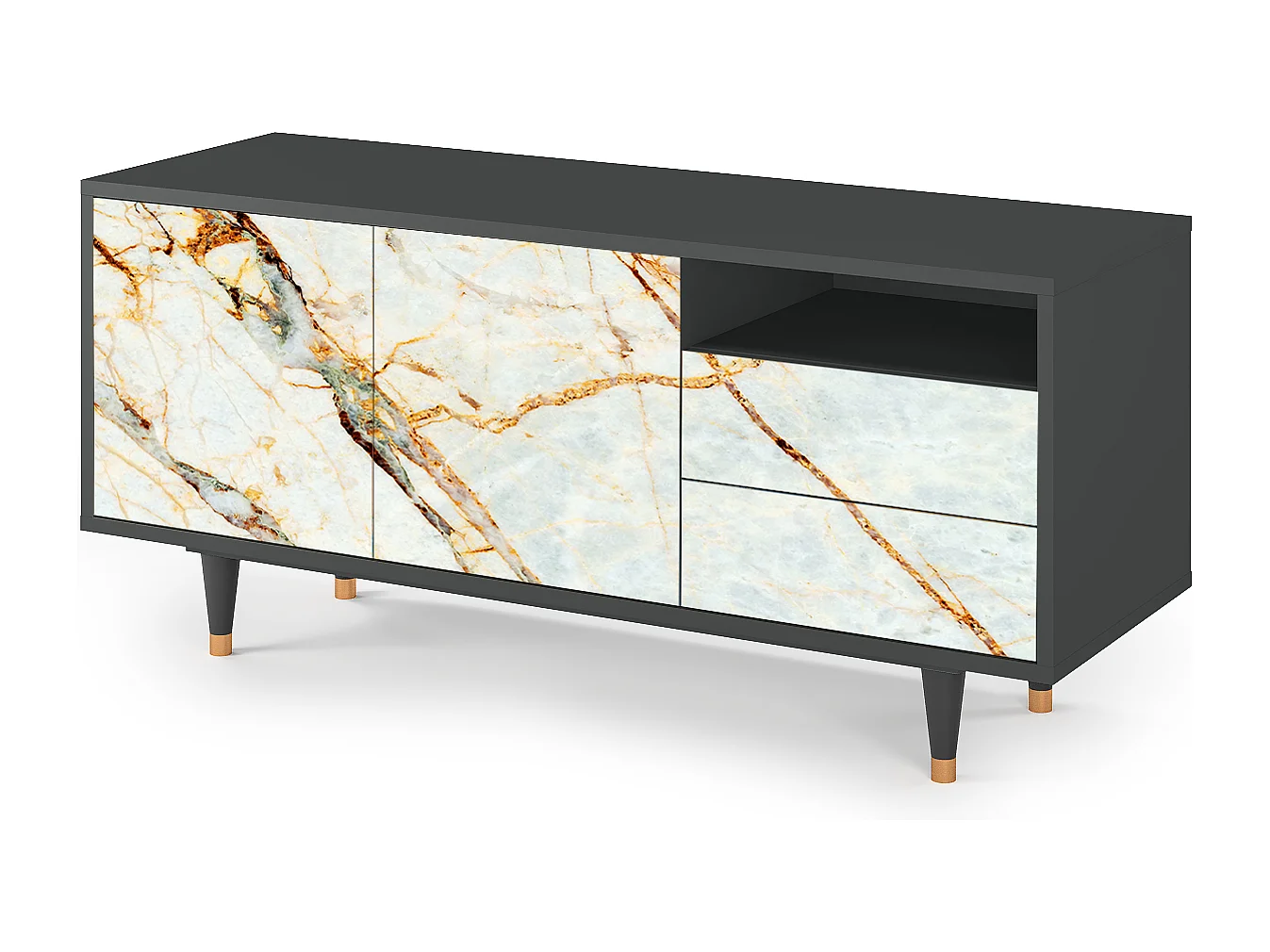 Mueble de TV - 125х56х41 cm - T7 - Arenay Marble, Antracita