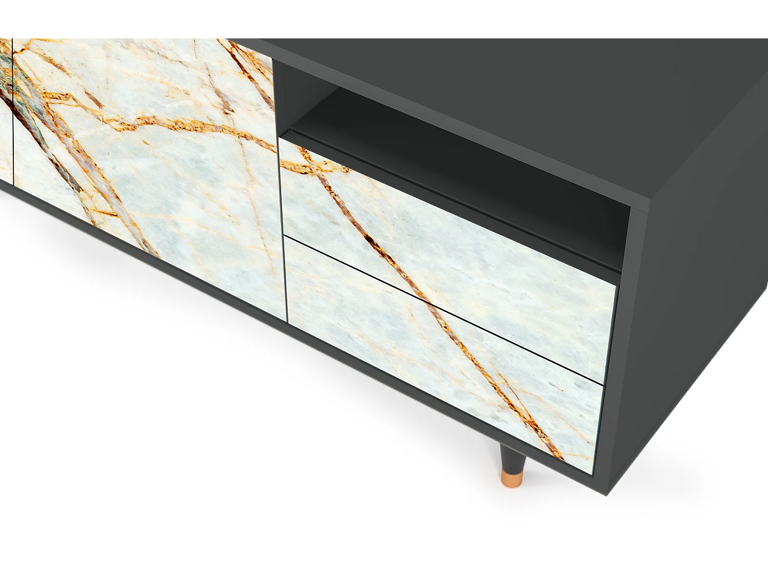 Mueble de TV - 125х56х41 cm - T7 - Arenay Marble, Antracita