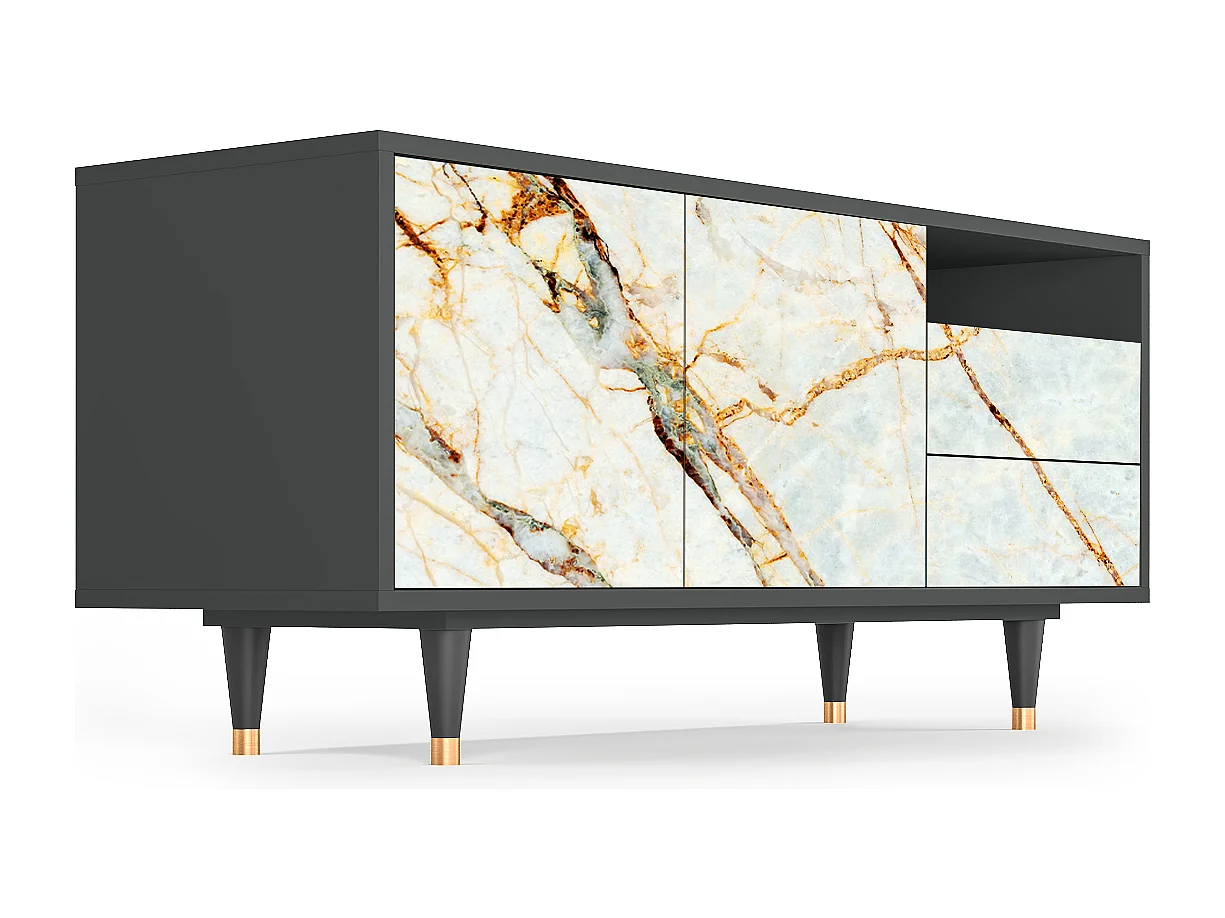 Meuble TV - 125х56х41 cm - T7 - Sabley Marble, Anthracite