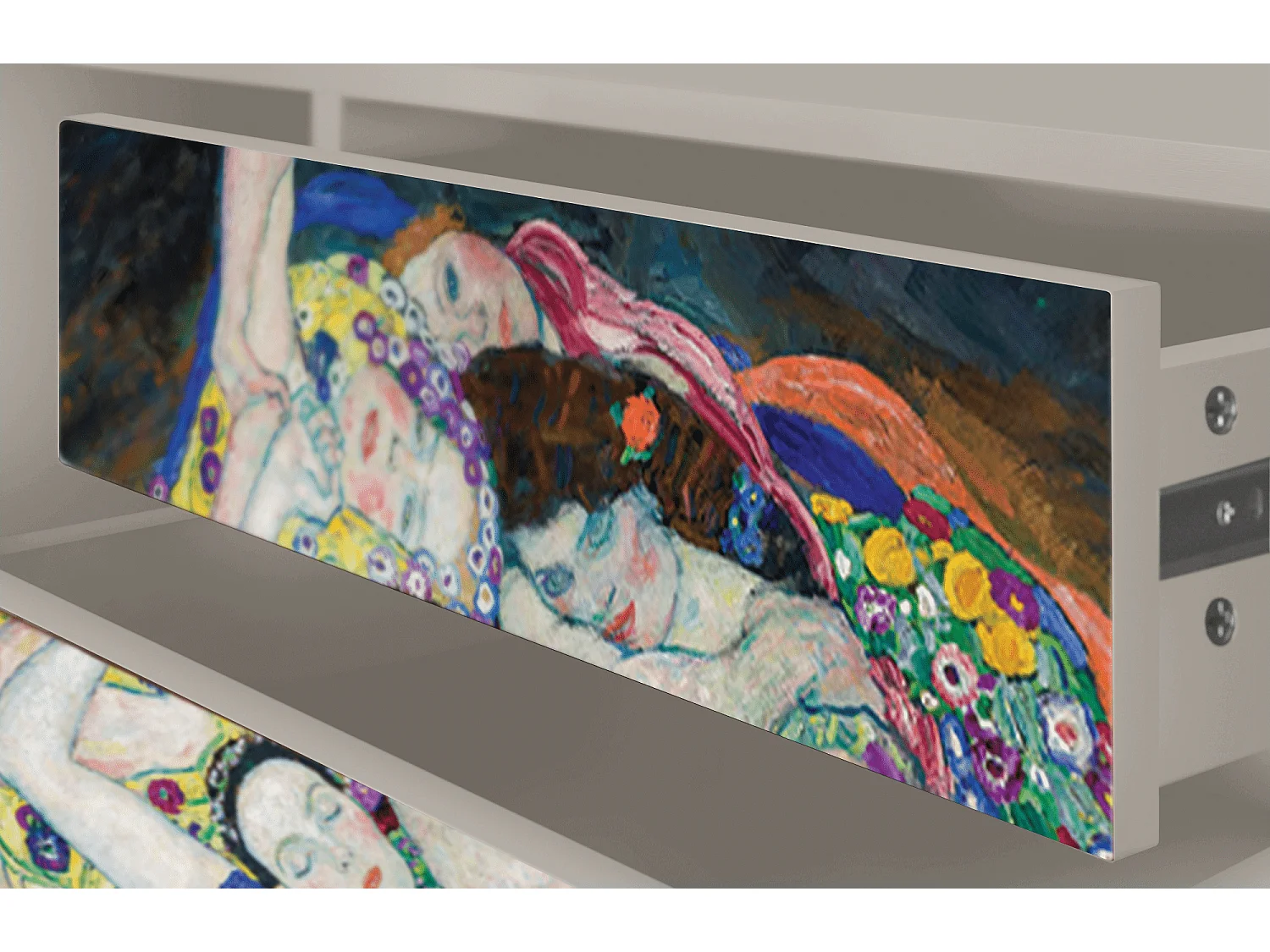 Szafka RTV - 170х59х48 cm - T4 - The Maiden by Klimt, Piaskowy