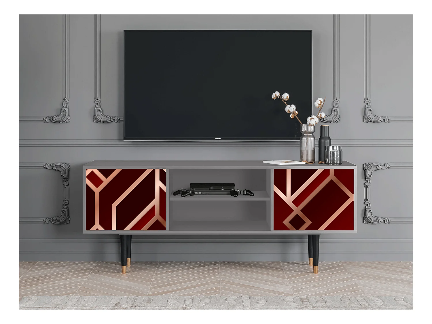 Mobile TV - 170х69х48 cm - T2 - Velvet 1920's, Grigio