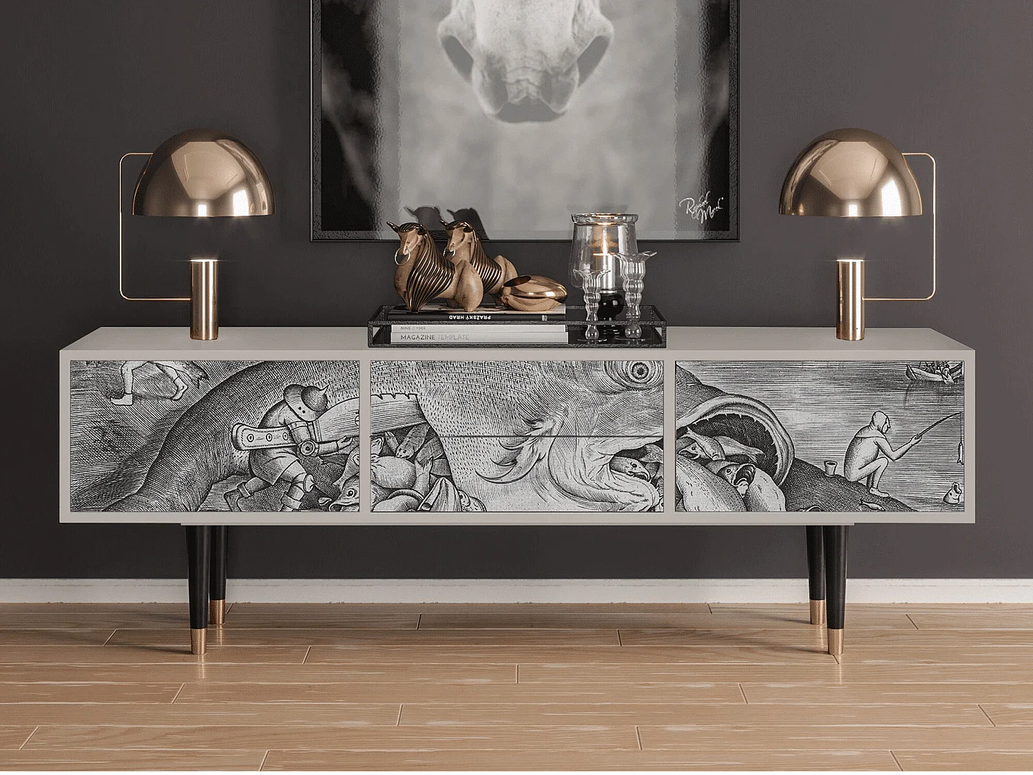 Meuble TV - 170х59х48 cm - T4 - Big Fish Eat Little, Sable