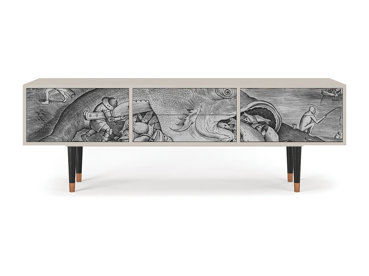 Szafka RTV - 170х59х48 cm - T4 - Big Fish Eat Little, Piaskowy