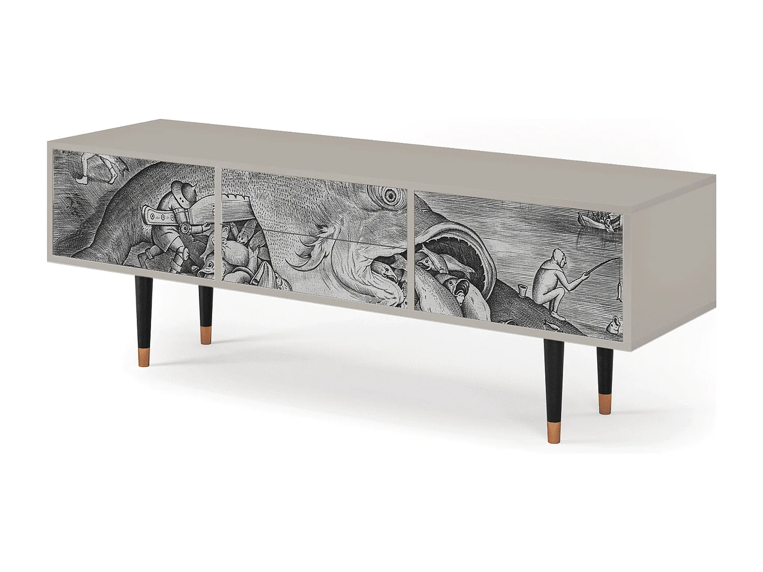 Szafka RTV - 170х59х48 cm - T4 - Big Fish Eat Little, Piaskowy