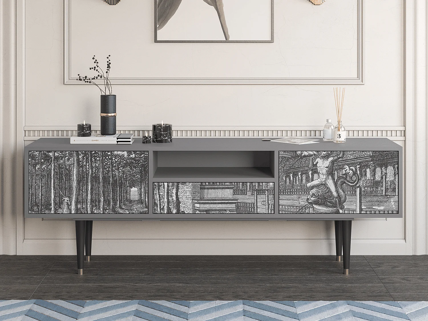 TV-Möbel - 170х59х41 cm - T6 - View of the Piazza, Grau