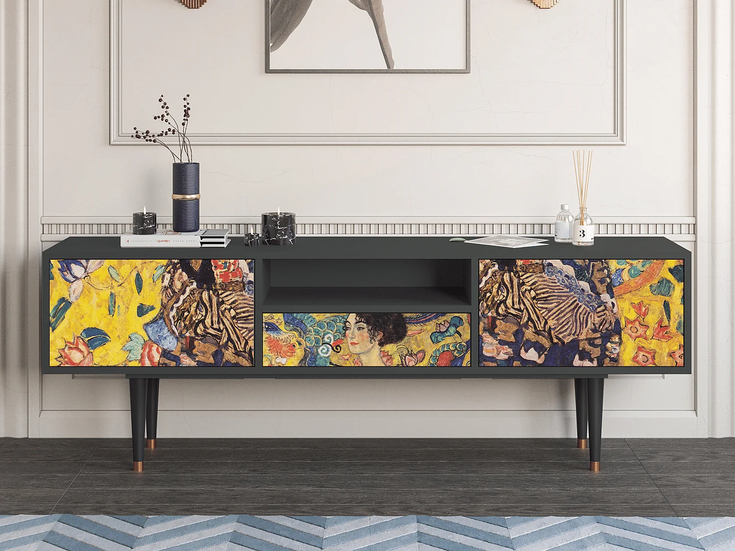 Meuble TV - 170х59х41 cm - T6 - Lady with Fan by Klimt, Anthracite