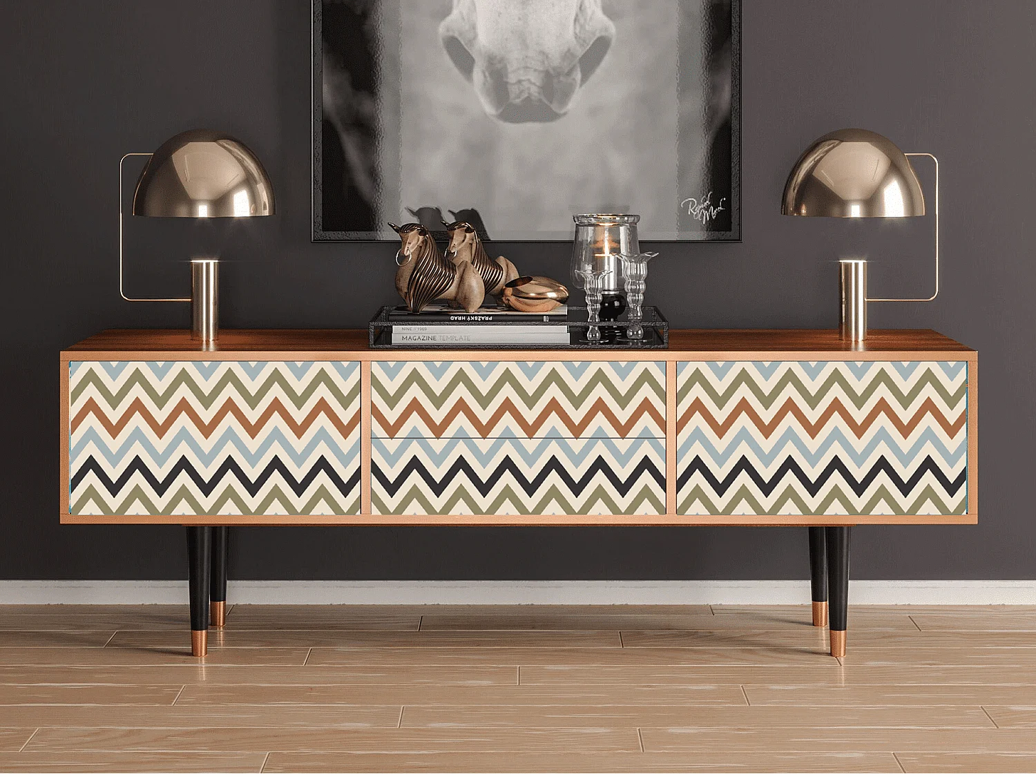 TV-meubel - 170х59х48 cm - T4 - Bright Ripple, Walnoot