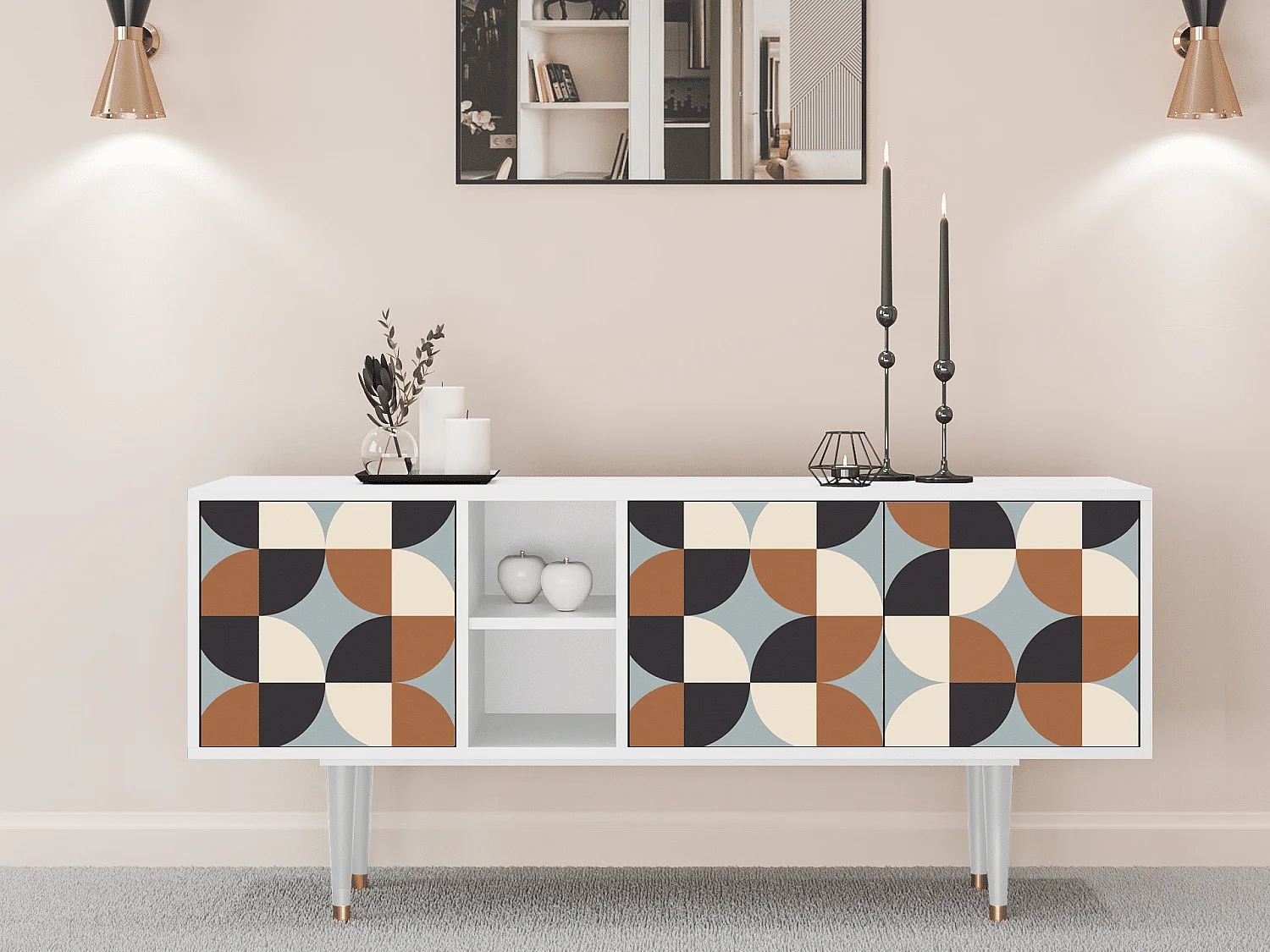 TV-meubel - 150х69х41 cm - T5 - Brown Sensation, Wit