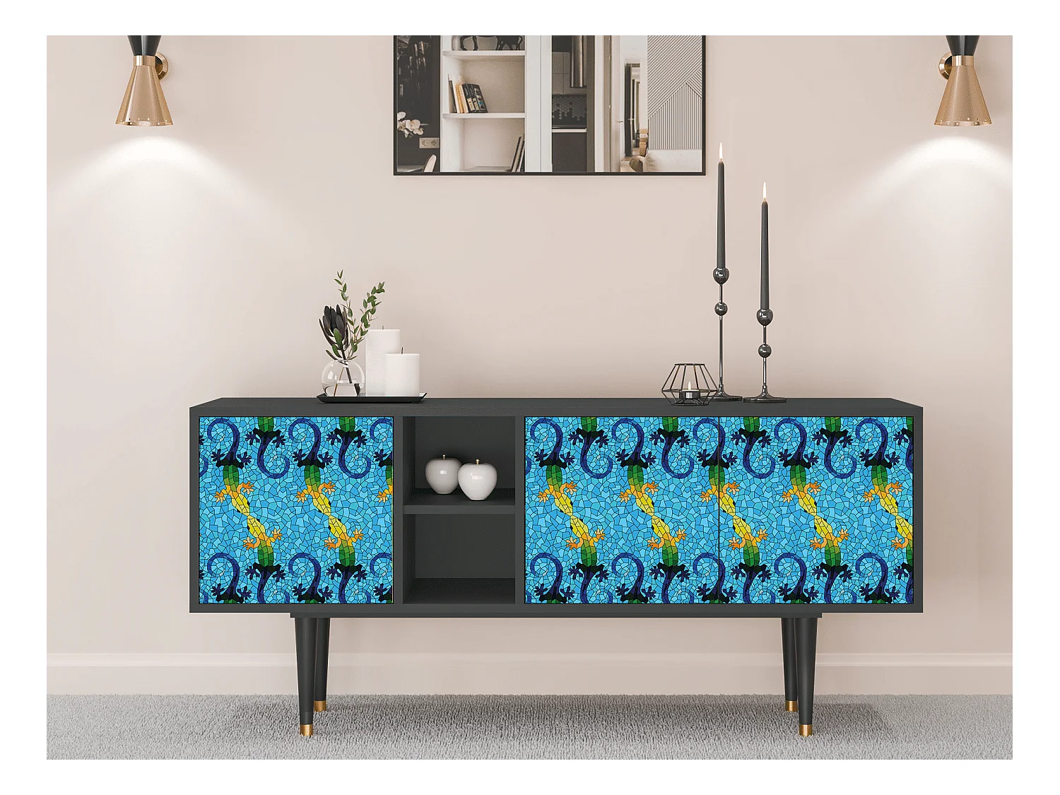 Meuble TV - 150х69х41 cm - T5 - Gaudi's Lizard, Anthracite