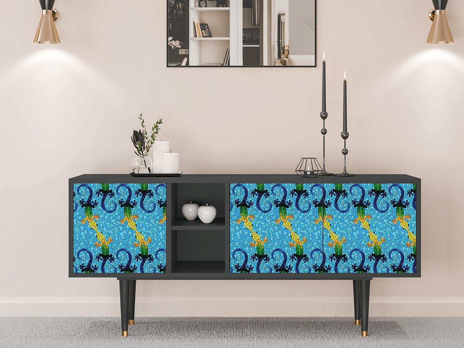 Meuble TV - 150х69х41 cm - T5 - Gaudi's Lizard, Anthracite