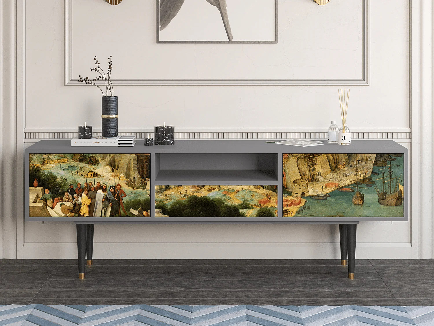 Szafka RTV - 170х59х41 cm - T6 - Elder The Tower, Szary