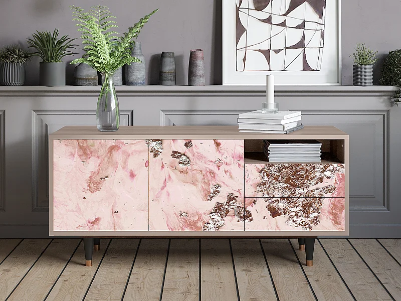 Meuble TV - 125х56х41 cm - T7 - Cotton Candy, Latte