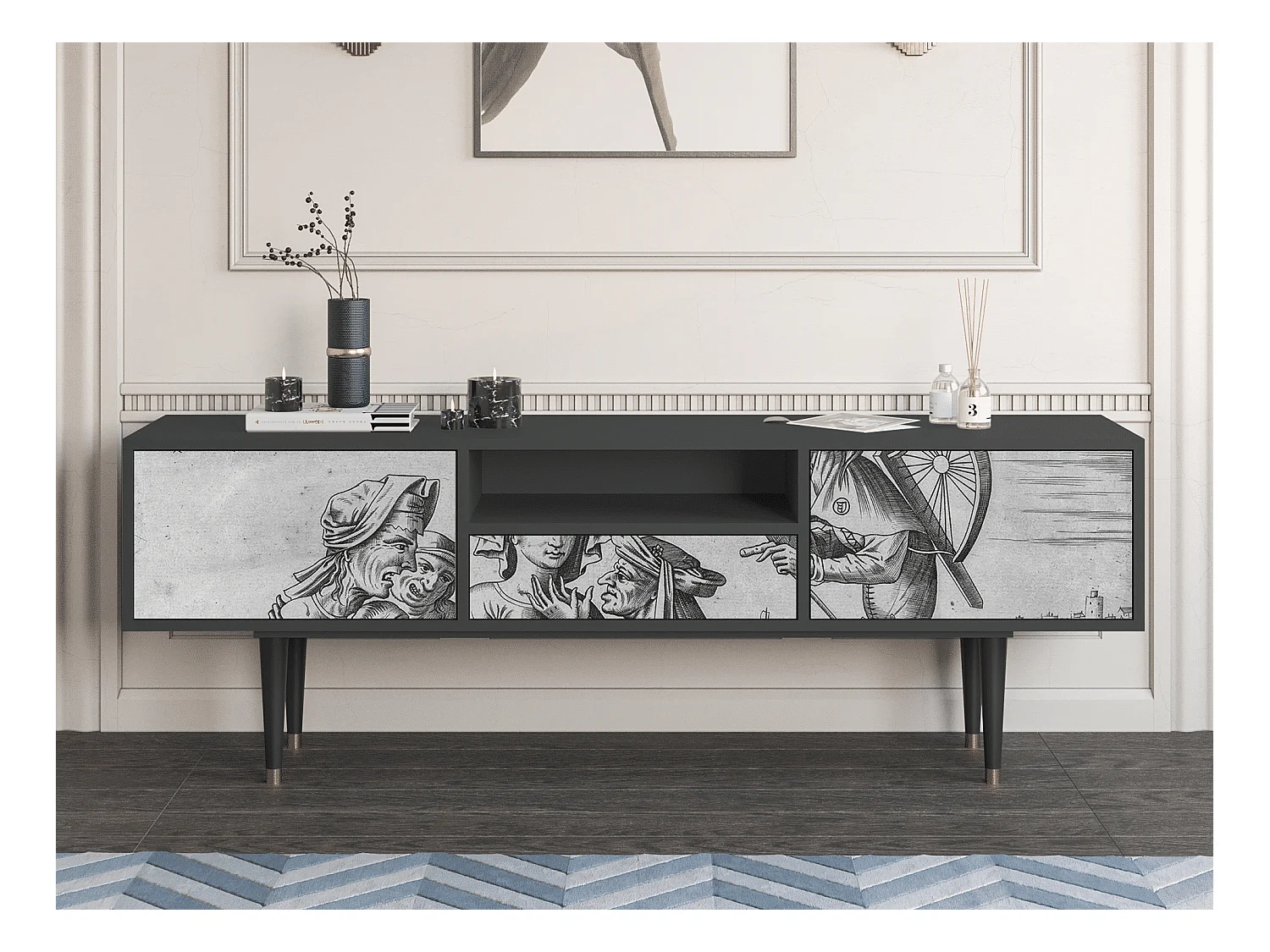 Meuble TV - 170х59х41 cm - T6 - Blau Schuyte, Anthracite